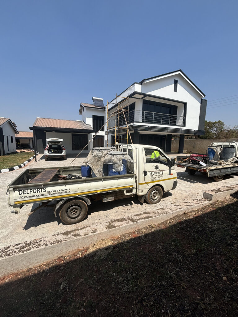 Specialised termite treatment for a property development in Harare facing severe infestations due to improper soil treatment before construction. Termite treatment for property development with soil fumigation in Harare.