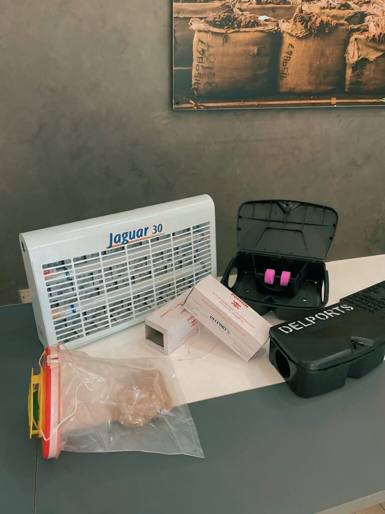 Delports’ targeted pest prevention solutions: UV insect killers for flying pests, secure rodent bait stations, non-toxic glue traps, and pheromone traps for stored-product pests. Safeguard residential, commercial, and industrial spaces with our professional-grade products. Delports Pest Control Product Range Including Electric Insect Killers, Rodent Bait Stations, and Pheromone Traps for Effective Pest Elimination